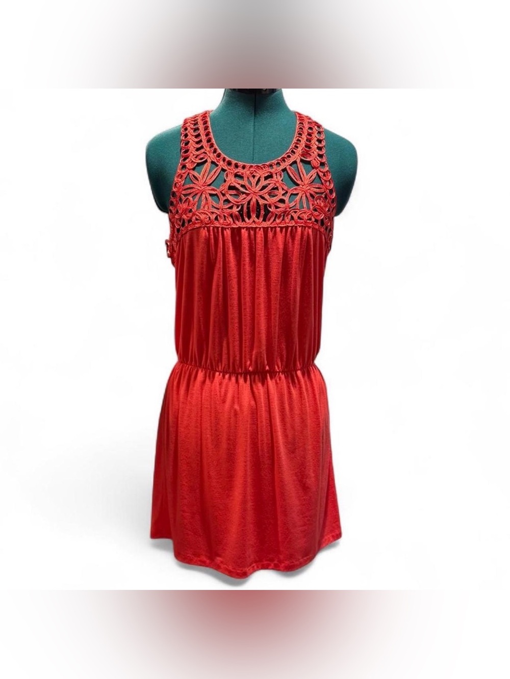 Xhilaration Red Crochet Yoke Mini Dress